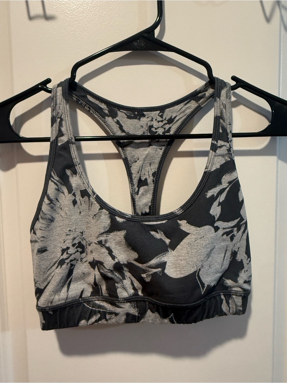 Vuori Black Floral Racerback Sports Bra